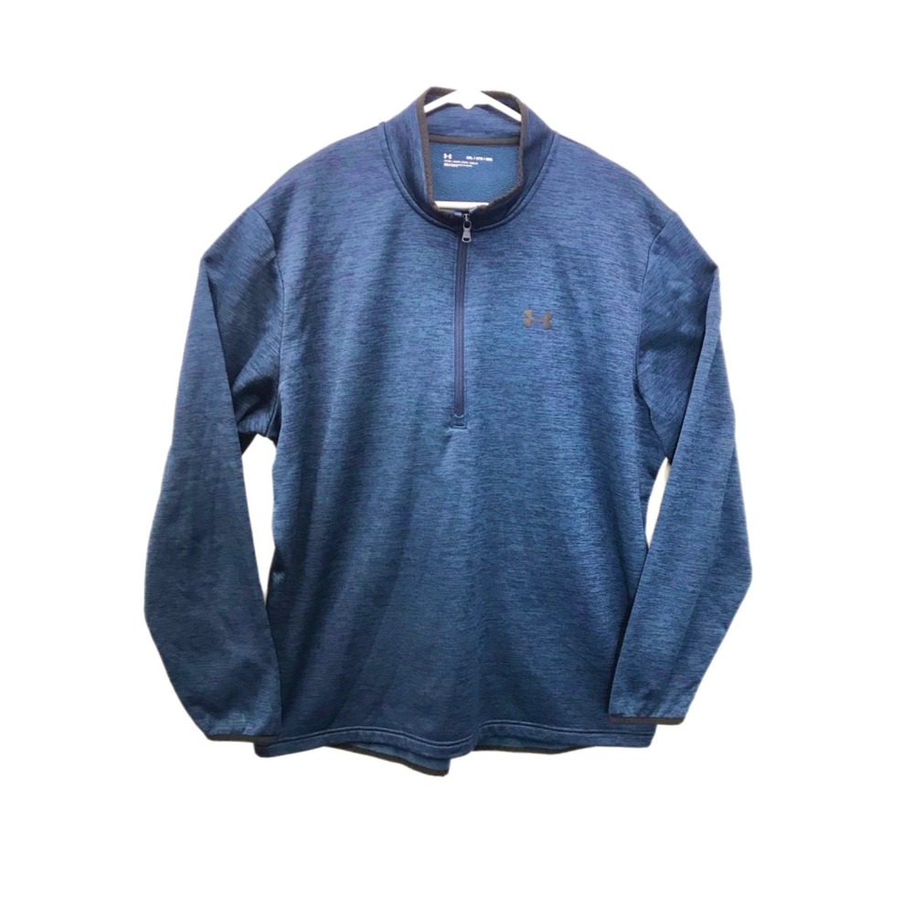Under Armour Shirt 1/4 Zip Loose Fleece Pullover Navy Jacket Men's Size 2XL